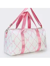 Sassy Kids Palace Bow Print Duffle Bag {White/Pink}