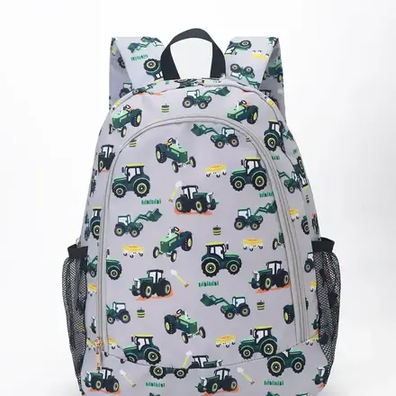 Sassy Kids Palace Tractors Backpack {Grey/Green}