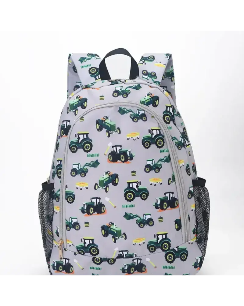 Sassy Kids Palace Tractors Backpack {Grey/Green}