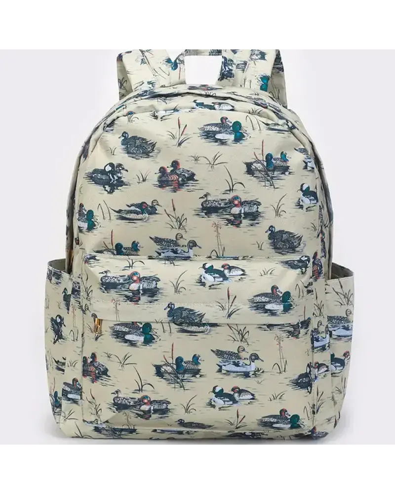 Sassy Kids Palace Mallard Ducks Backpack {Grey/Green}