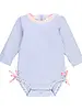 Ruffle Butts Seersucker LS Rash Guard Swimsuit w/ Ruffles {Periwinkle/Wht} S25