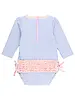 Ruffle Butts Seersucker LS Rash Guard Swimsuit w/ Ruffles {Periwinkle/Wht} S25