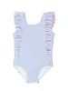 Ruffle Butts Seersucker Waterfall One Piece Swimsuit w/ Ruffles {Periwinkle/Wht} S25
