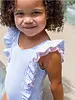 Ruffle Butts Seersucker Waterfall One Piece Swimsuit w/ Ruffles {Periwinkle/Wht} S25