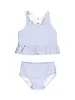 Ruffle Butts Seersucker Peplum Tankini 2 Piece Swimsuit w/ Ruffles {Periwinkle/Wht} S25