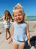 Ruffle Butts Seersucker Peplum Tankini 2 Piece Swimsuit w/ Ruffles {Periwinkle/Wht} S25