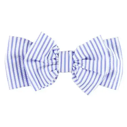 Ruffle Butts Seersucker Swim Bow Headband {Periwinklw/Wht}