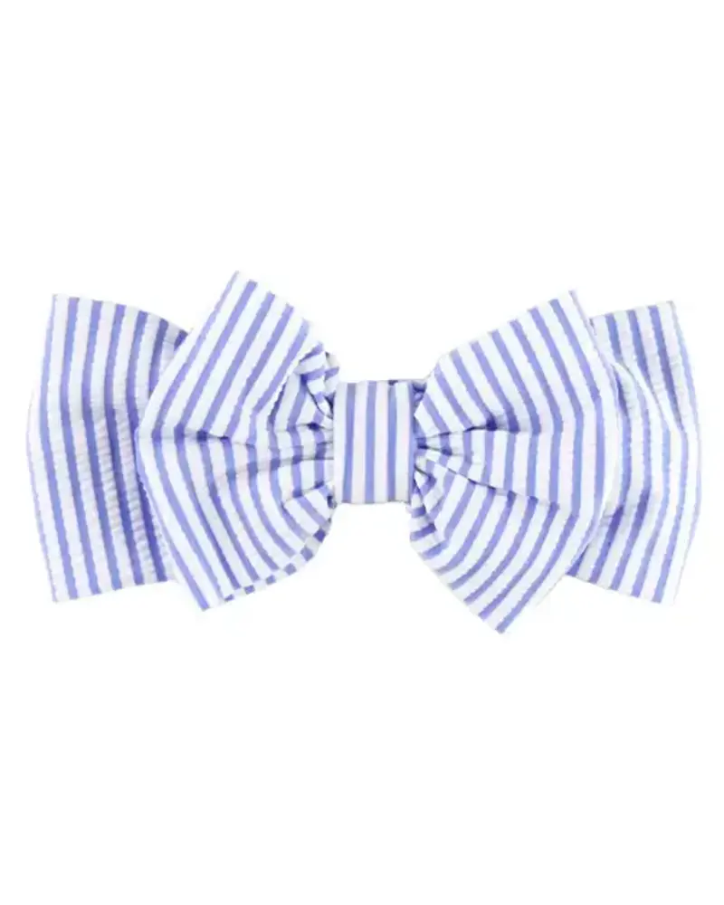 Ruffle Butts Seersucker Swim Bow Headband {Periwinklw/Wht}