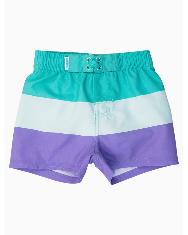 Rugged Butts Marine Color Block Swim Trunks {Lav/Mint/Grn}
