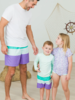 Rugged Butts Marine Color Block Swim Trunks {Lav/Mint/Grn}