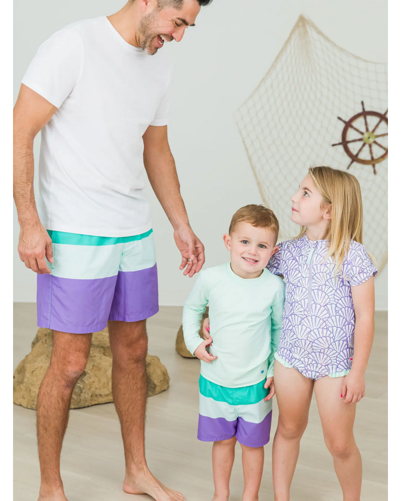 Rugged Butts Marine Color Block Swim Trunks {Lav/Mint/Grn}