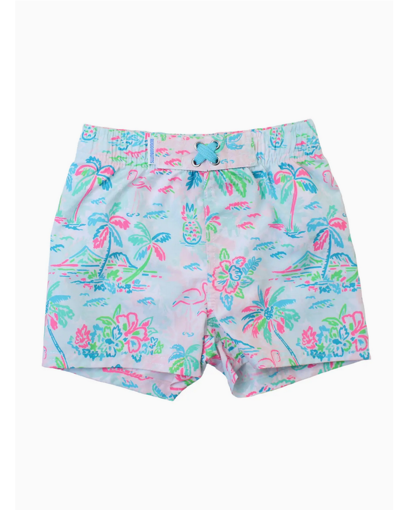 Rugged Butts Tropical Resort Swim Trunks {Wht/Turq/Lime/}