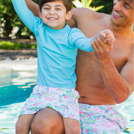 Rugged Butts Tropical Resort Swim Trunks {Wht/Turq/Lime/}