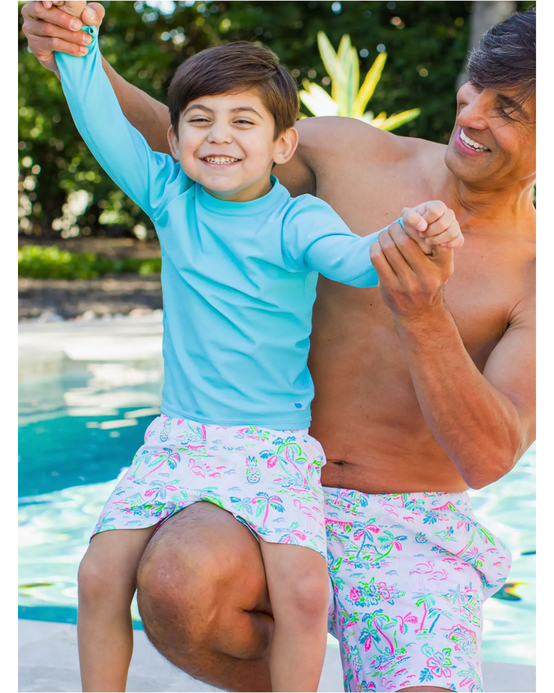 Rugged Butts Tropical Resort Swim Trunks {Wht/Turq/Lime/}