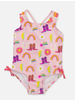 Ruffle Butts Cowboy Cutie Cross-Back One Piece Swimsuit {Pink/Multi}