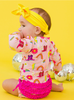 Ruffle Butts Cowboy Cutie LS Rash Guard Swimsuit w/ Ruffles {Pink/Multi}