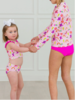 Ruffle Butts Cowboy Cutie Racerback Flutter Tankini 2Pc Swimsuit {Pink/Multi}