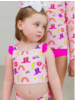 Ruffle Butts Cowboy Cutie Racerback Flutter Tankini 2Pc Swimsuit {Pink/Multi}