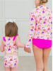 Ruffle Butts Cowboy Cutie Racerback Flutter Tankini 2Pc Swimsuit {Pink/Multi}