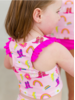 Ruffle Butts Cowboy Cutie Racerback Flutter Tankini 2Pc Swimsuit {Pink/Multi}