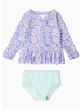 Ruffle Butts Magical Mermaid Scallop Hem LS Rash Guard 2Pc w/ Ruffles {Lav/Mint}