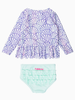 Ruffle Butts Magical Mermaid Scallop Hem LS Rash Guard 2Pc w/ Ruffles {Lav/Mint}