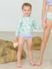 Ruffle Butts Mermaid Princess LS Rash Guard 2Pc Swimsuit w/ Ruffles {Lav/Mint}