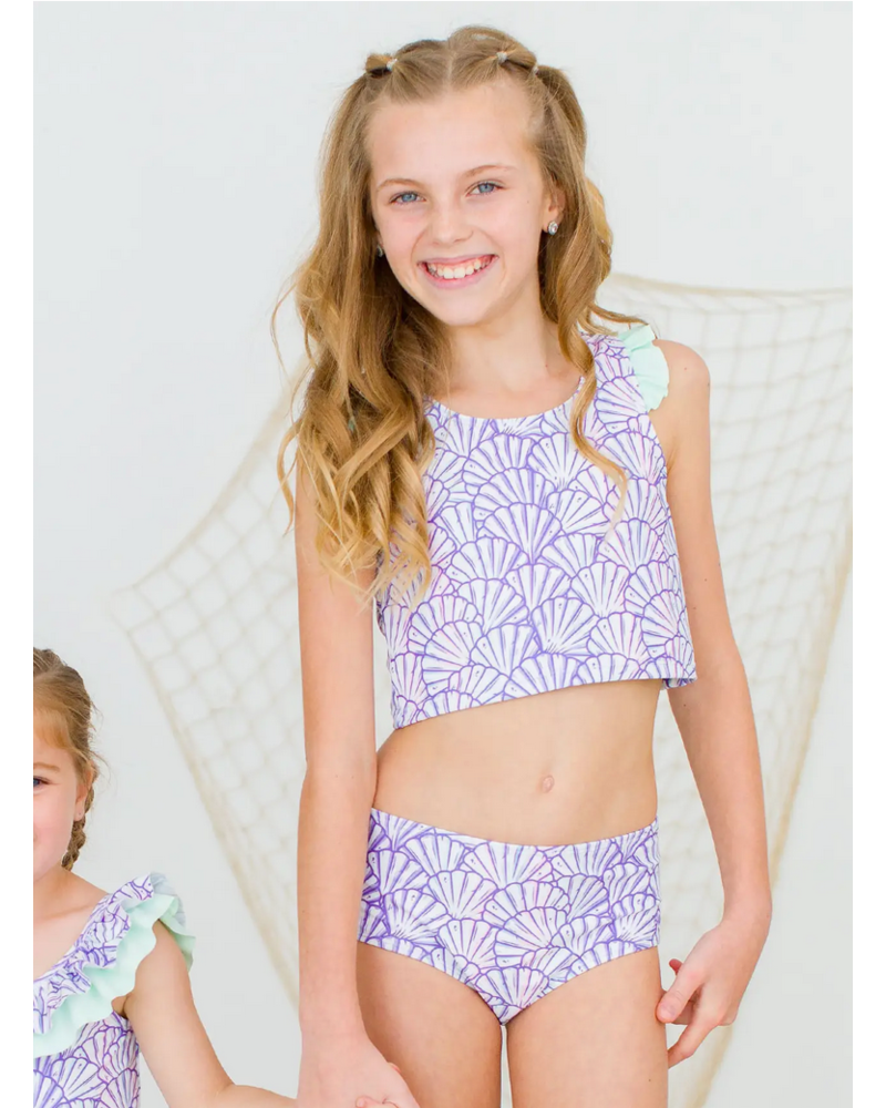 Ruffle Butts Magical Mermaid Racerback Flutter Tankini 2Pc Swimsuit {Lav/Mint}