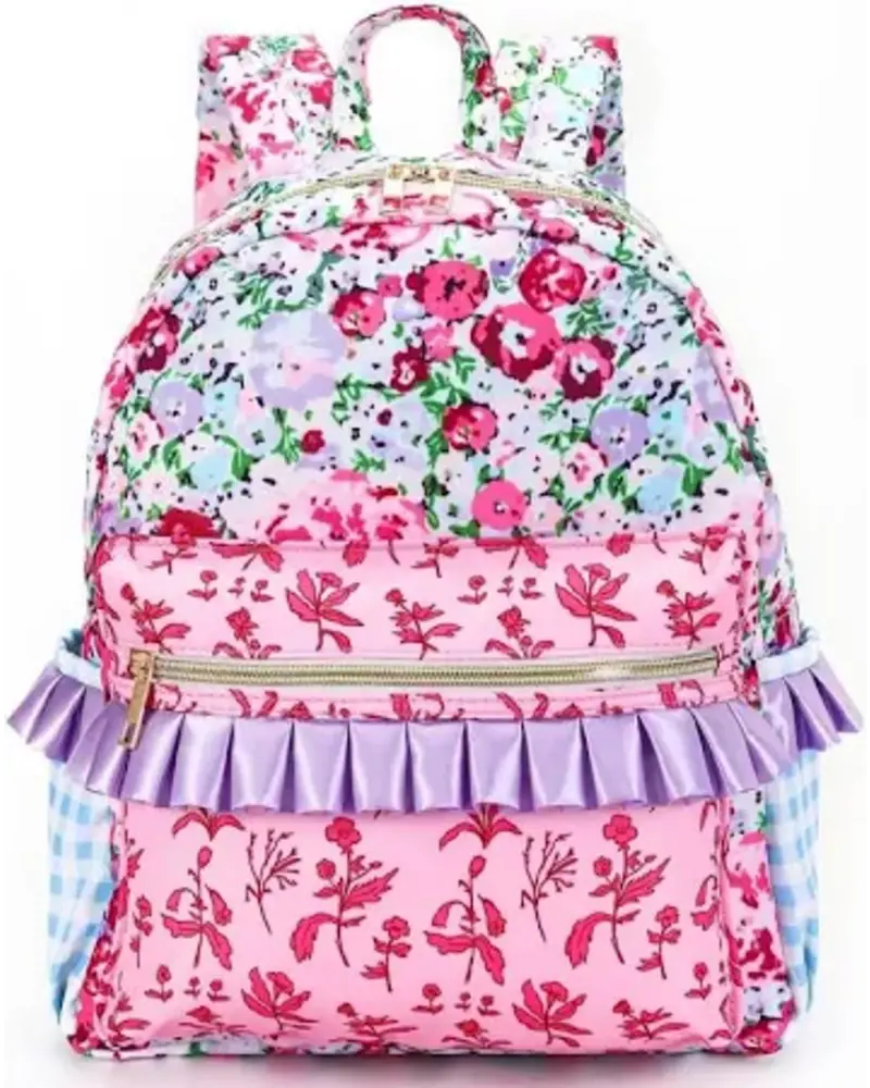 Sassy Kids Palace Floral Ruffle Backpack {Lavender/Pink}