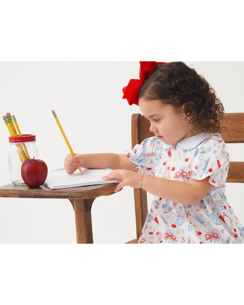 Cypress Row School Supplies Collins Classic Dress {Wht/Multi}