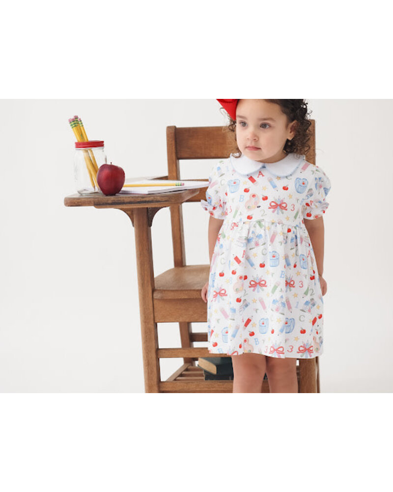 Cypress Row School Supplies Collins Classic Dress {Wht/Multi}