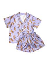 Blended Spirits Tiger Print Silky Pajamas Shorts Set {Lavendar}
