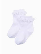 Ruffle Butts Lace Ruffle Frilly Socks 3Pk  {White}
