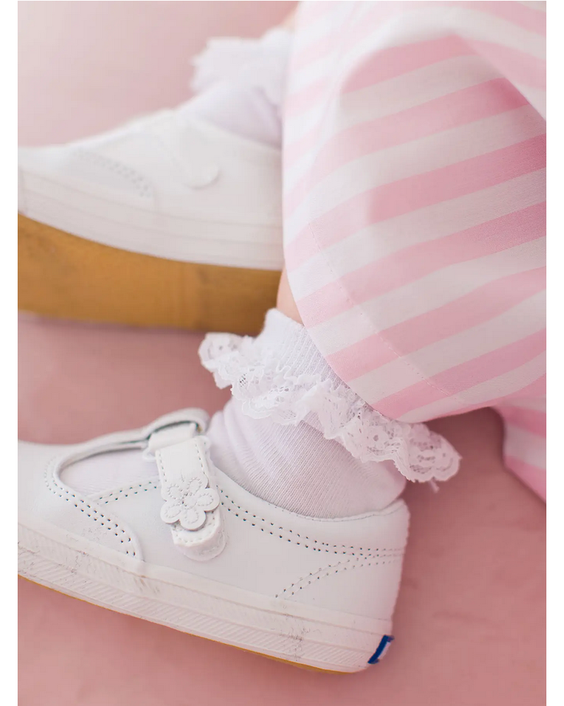 Ruffle Butts Lace Ruffle Frilly Socks 3Pk  {White}