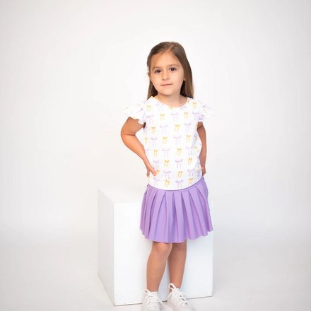 Ntrl CO. Ruffled Sleeve Chant & Cheer Set {Wht/Purp/Gld}