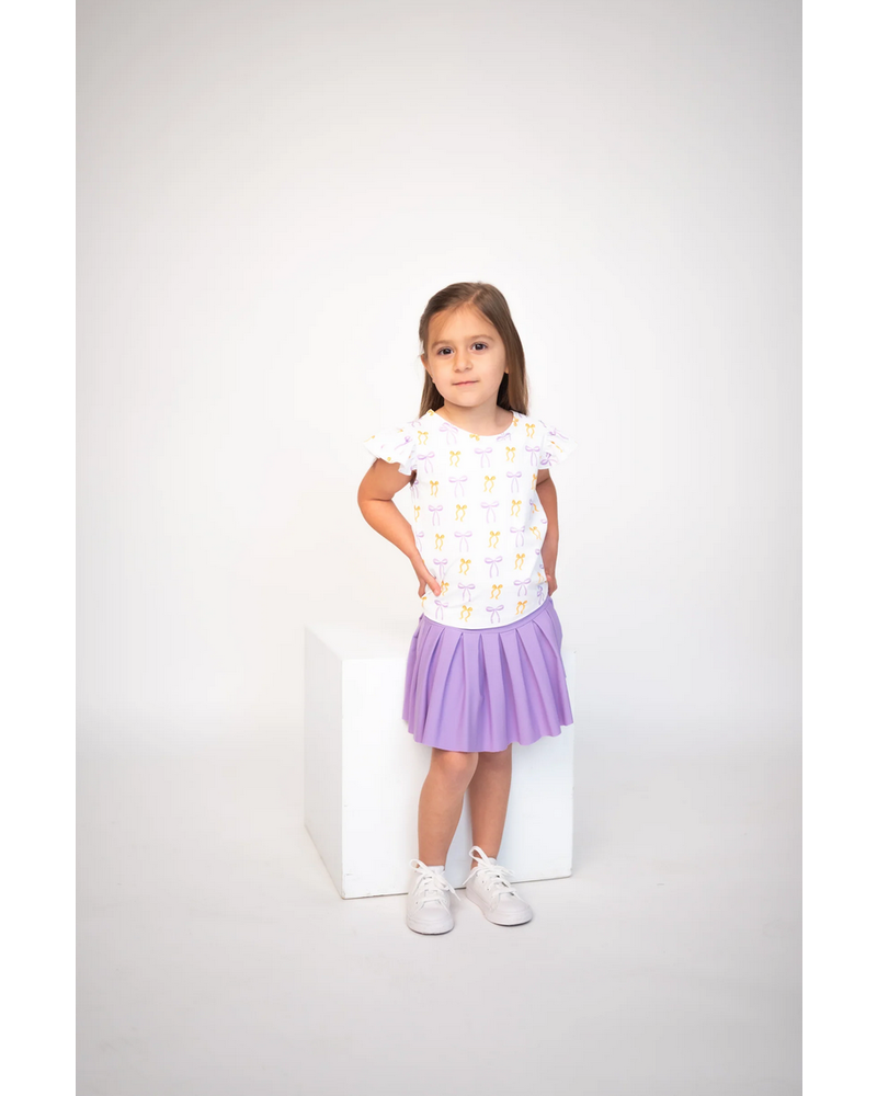 Ntrl CO. Ruffled Sleeve Chant & Cheer Set {Wht/Purp/Gld}