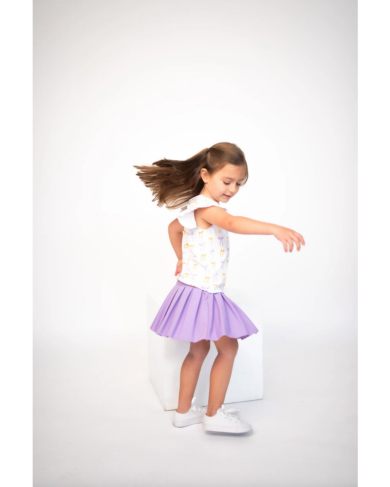 Ntrl CO. Ruffled Sleeve Chant & Cheer Set {Wht/Purp/Gld}