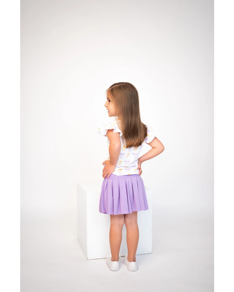 Ntrl CO. Ruffled Sleeve Chant & Cheer Set {Wht/Purp/Gld}