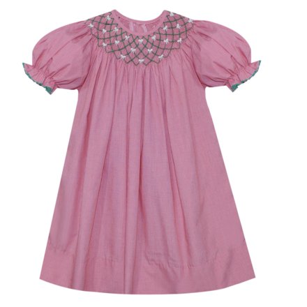 Remember Nguyen Beatrice Bishop Dress {Red w/ Grn}