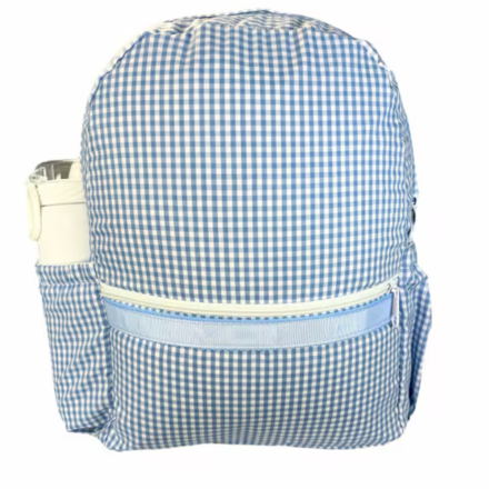 Gingham Backpack w/ Pockets {Baby Blue}