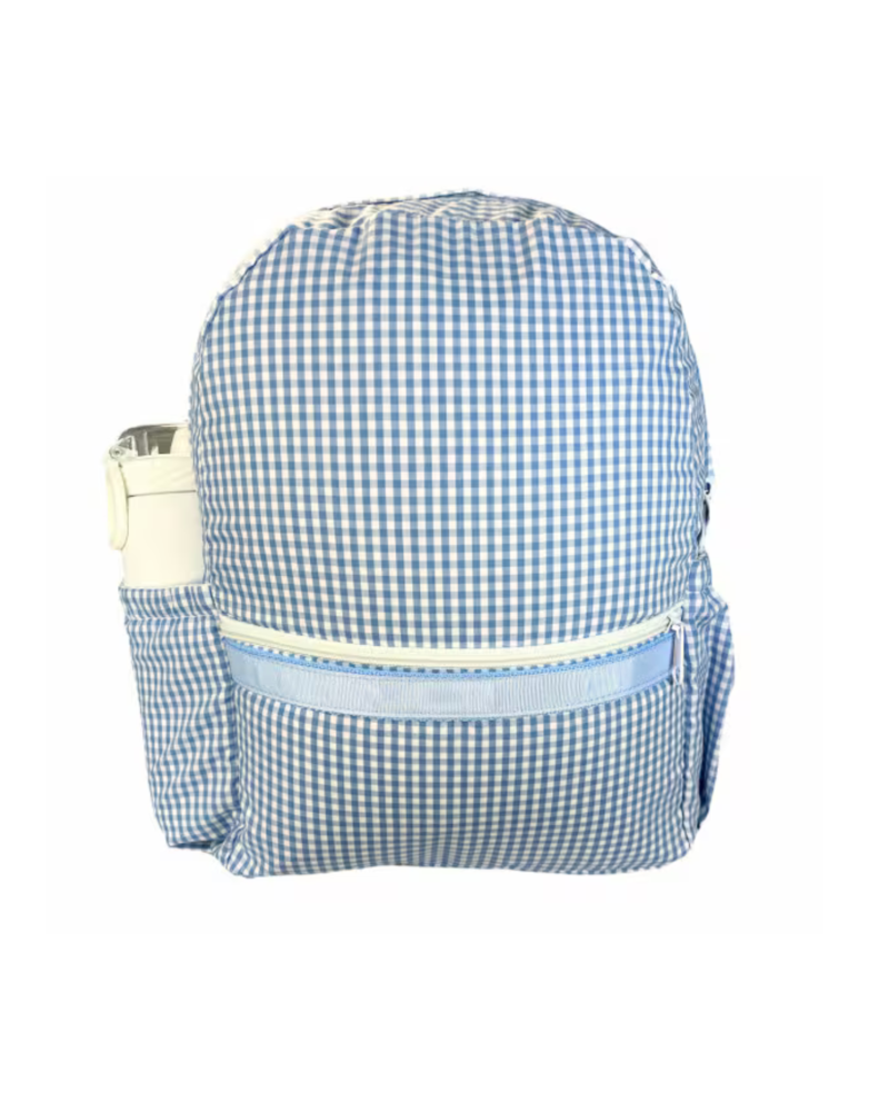 Gingham Backpack w/ Pockets {Baby Blue}