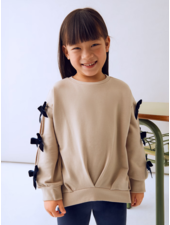 Mayoral Bow Shirt Jogging Set {Tan/Navy}