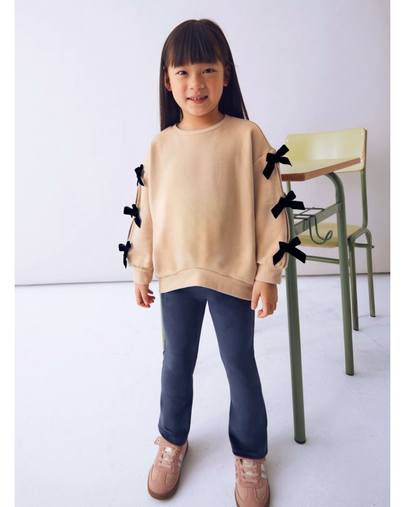 Mayoral Bow Shirt Jogging Set {Tan/Navy}