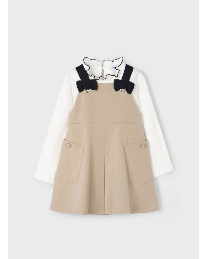 Mayoral  Bow Pinafore Jumper {Khaki/Black}