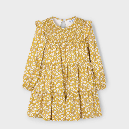 Mayoral Smocked Ruffle Dress {Mustard}