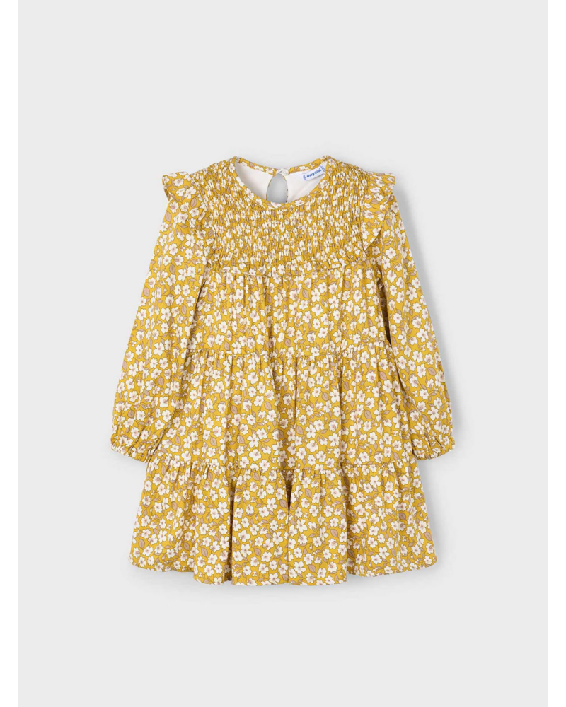 Mayoral Smocked Ruffle Dress {Mustard}