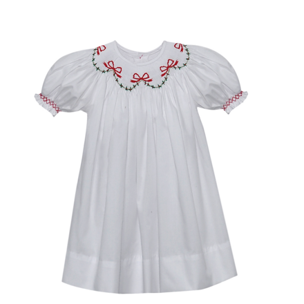Remember Nguyen Christmas Ribbons Cate Bishop Dress {White} F25
