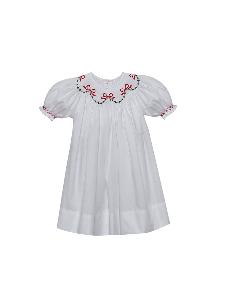 Remember Nguyen Christmas Ribbons Cate Bishop Dress {White} F25