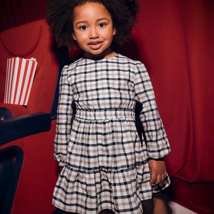 Mayoral Plaid Dress {Tan/Blk} F25