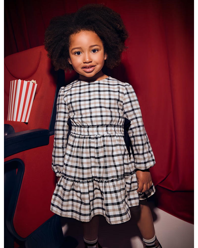 Mayoral Plaid Dress {Tan/Blk} F25